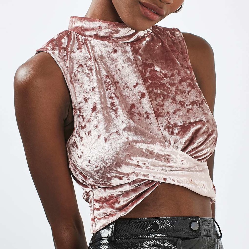 Topshop crushed velvet top